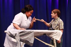 Kareema Khouri and Franco Kiglies on stage in Caroline, or Change
