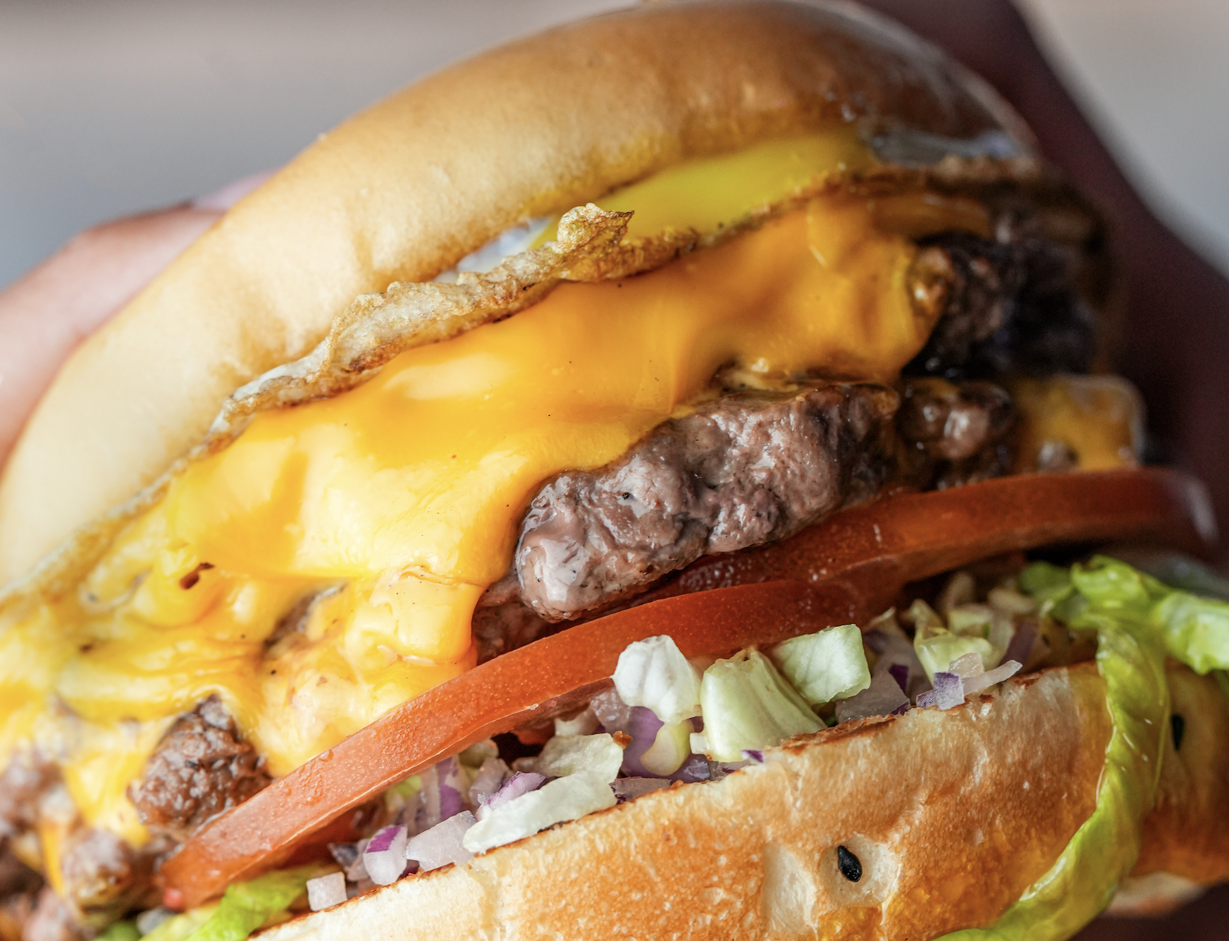 A burger with toppings