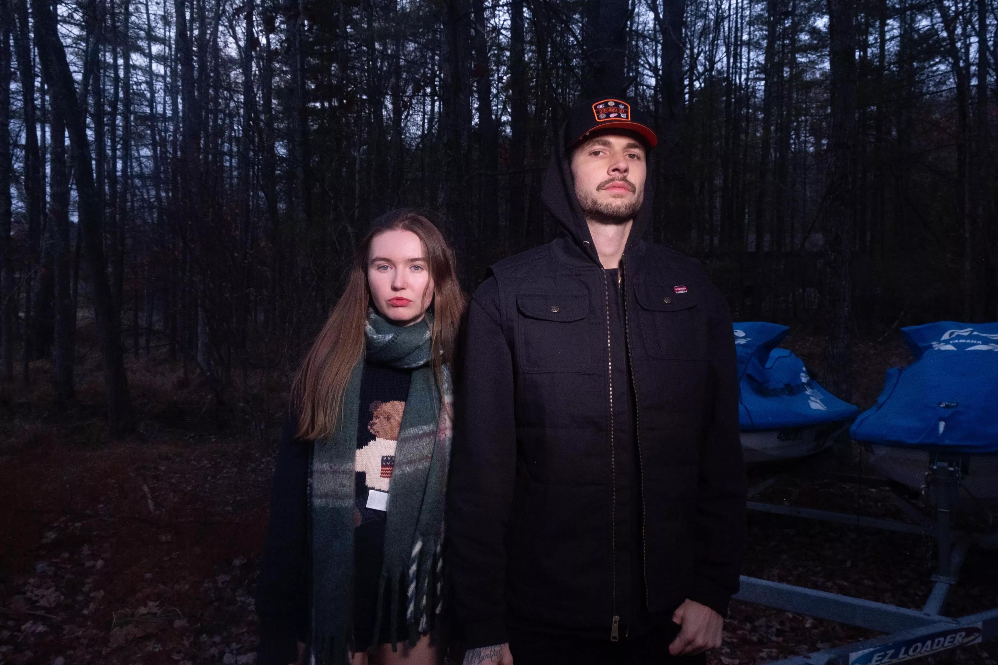 Tatiana Schwaninger and Graham Perez in winter clothing