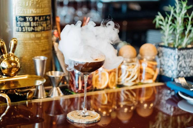 A coffee martini on a table