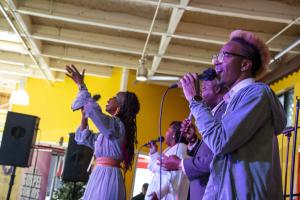 Gospel singers on stage