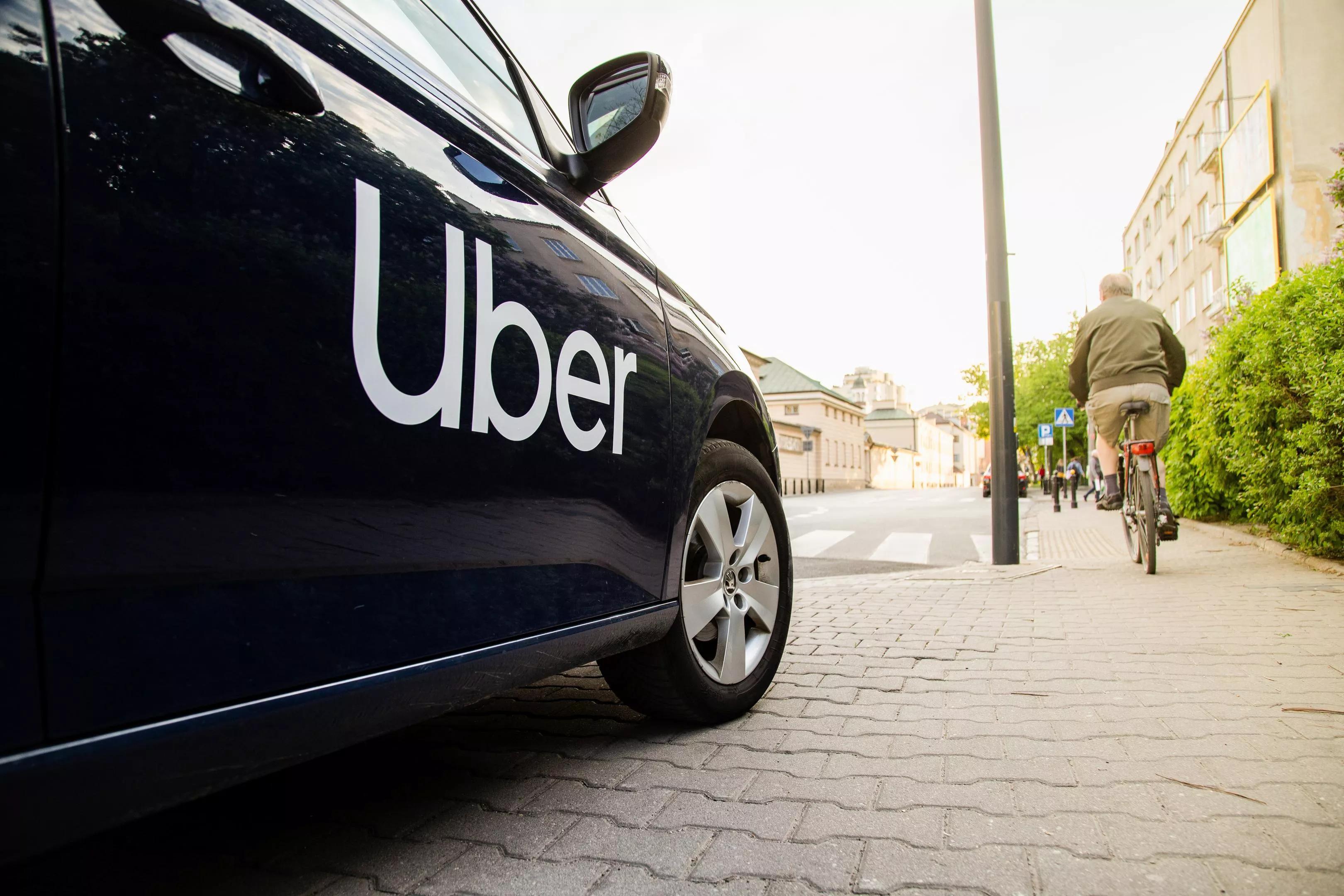 An Uber rideshare vehicle car