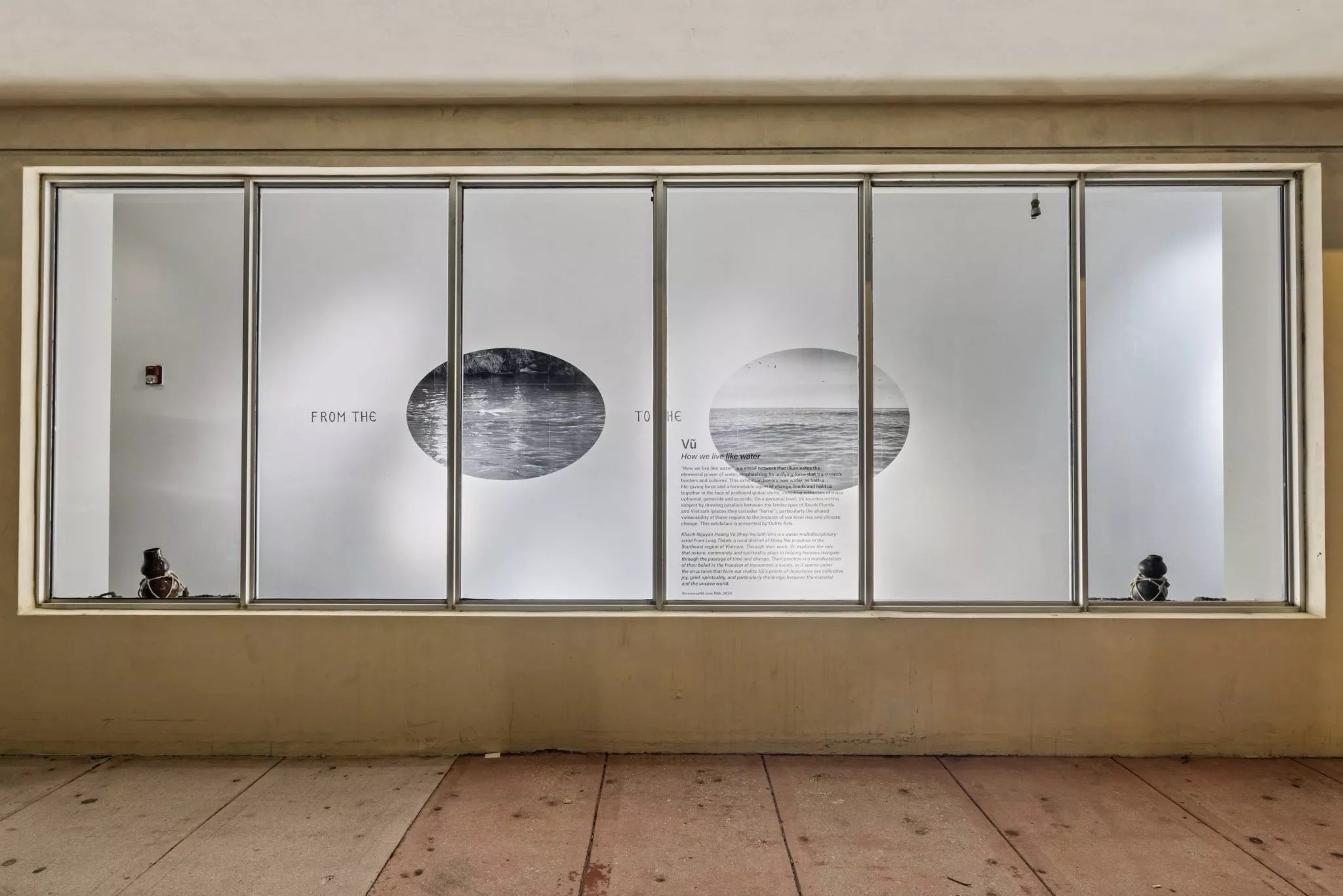 Vũ Hoàng Khánh Nguyê artwork How we live like water in the window of a Miami Beach Walgreens