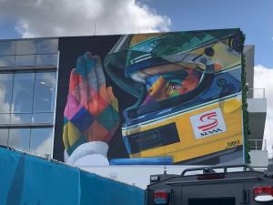 A mural of Ayrton Senna at the Miami International Autodrome