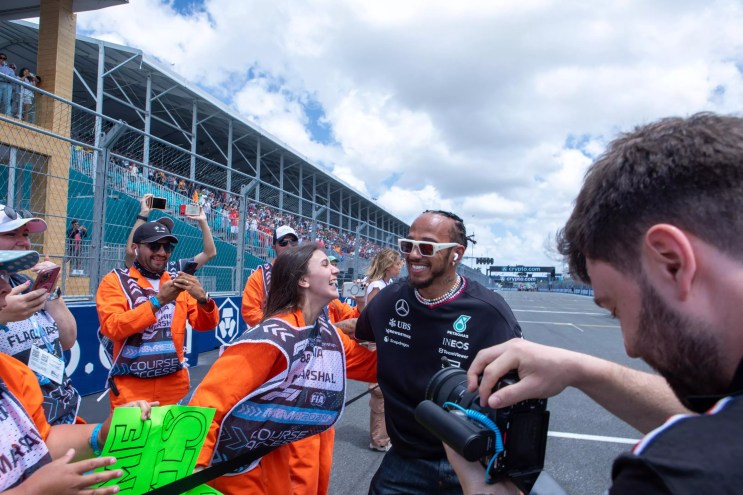 Lewis Hamilton on the track at the Miami Grand Prix