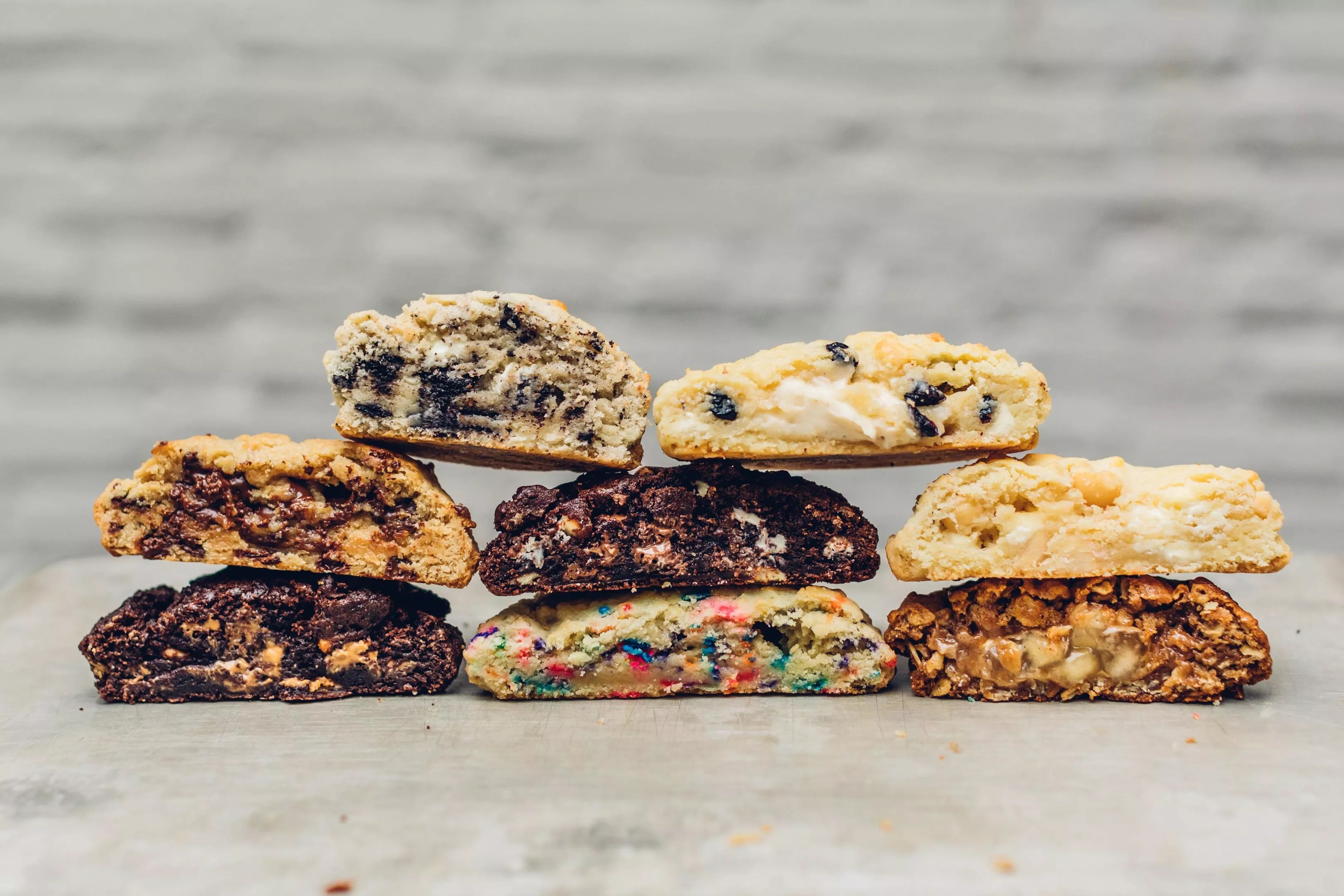 cookies with different flavors on a table