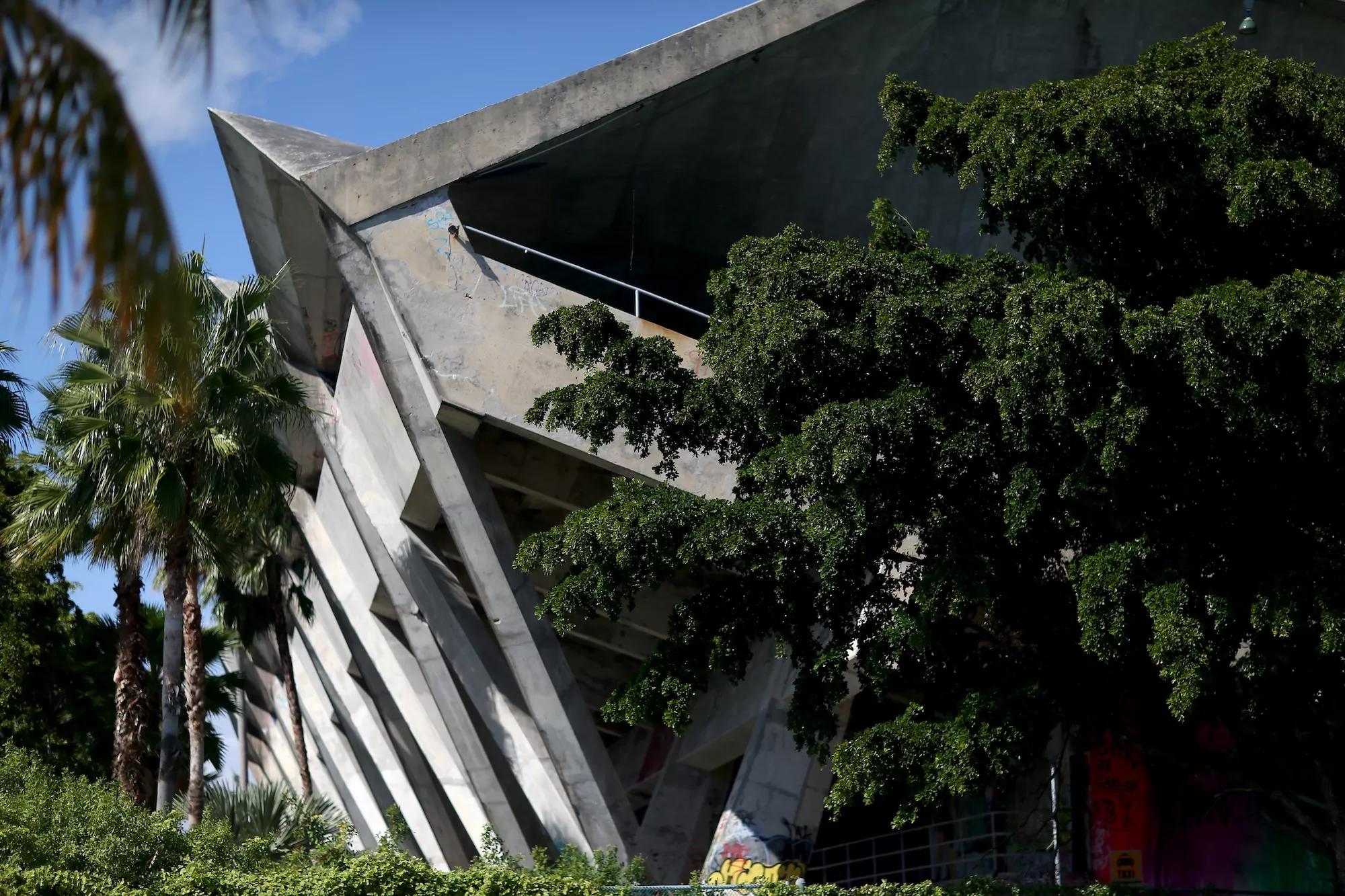 Side view of the Miami Marine Stadium
