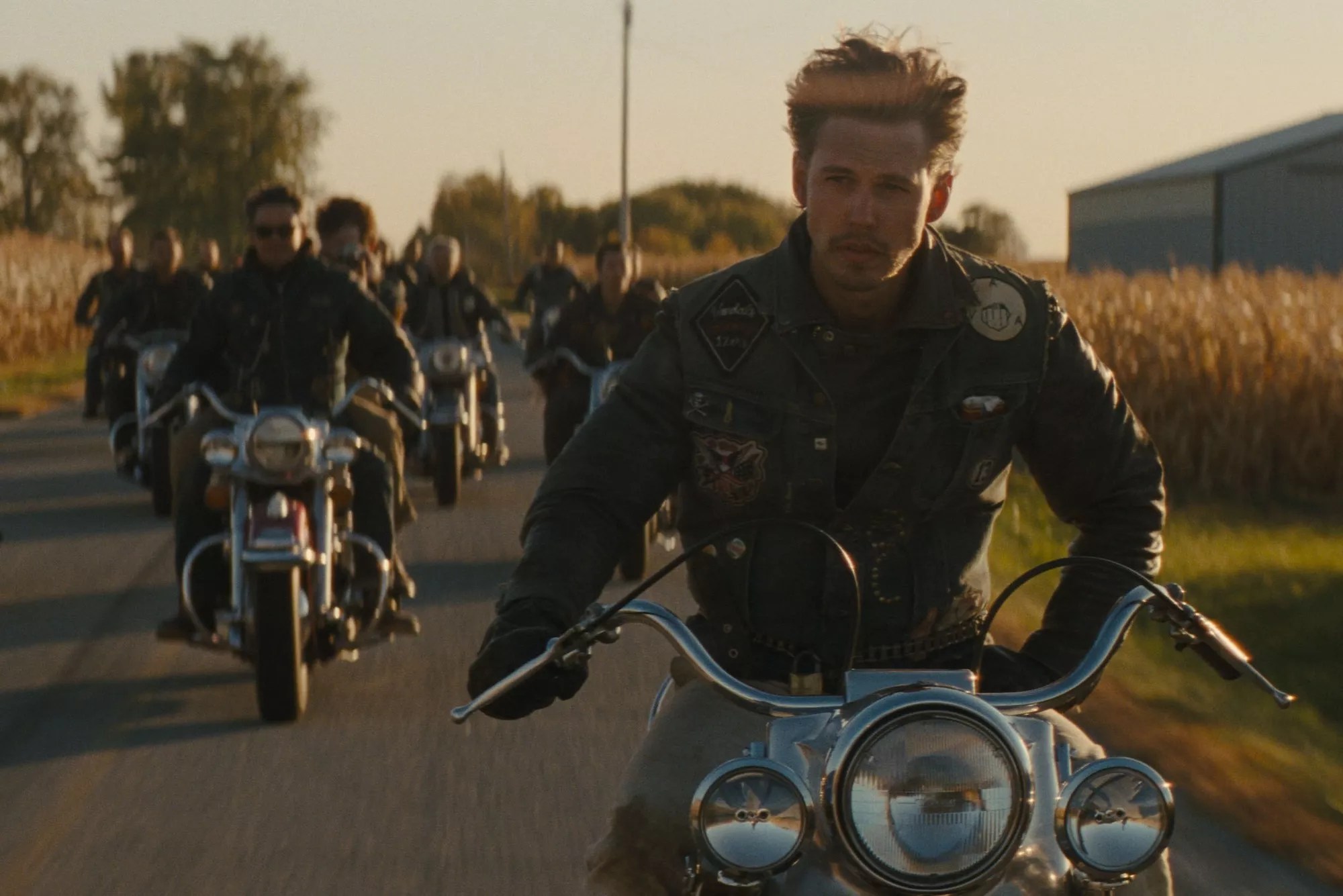 Still on Austin Bulter on a motorcycle in The Bikeriders