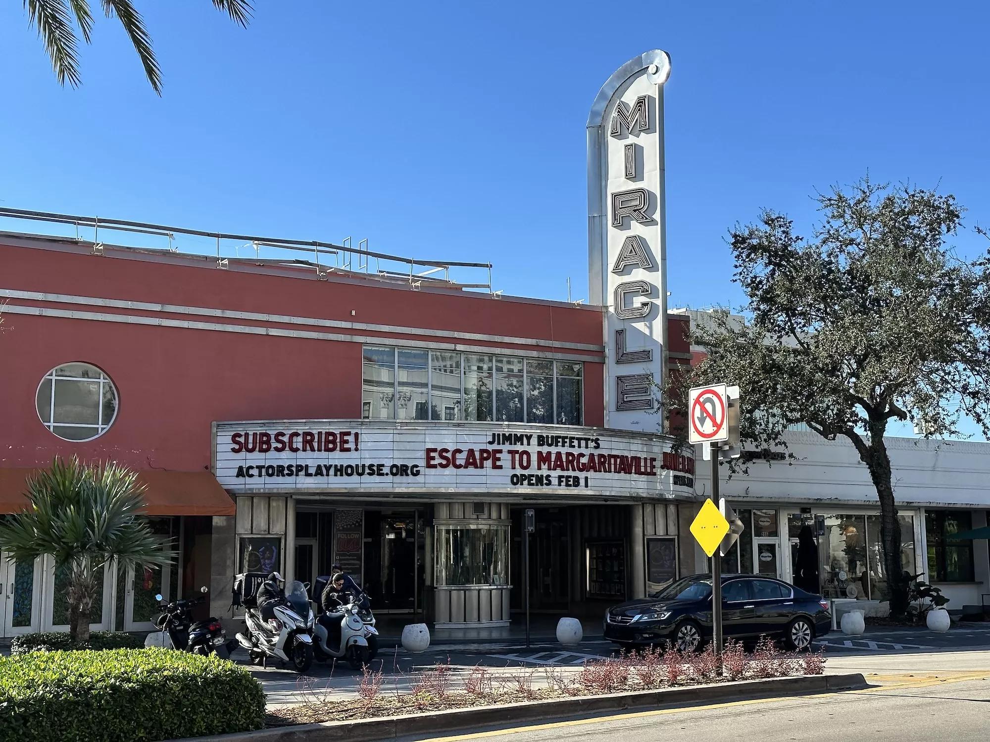 Exterior of Miracle Theater in Coral Gables