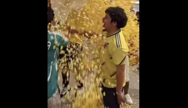 Popcorn thrown around inside Hard Rock Stadium