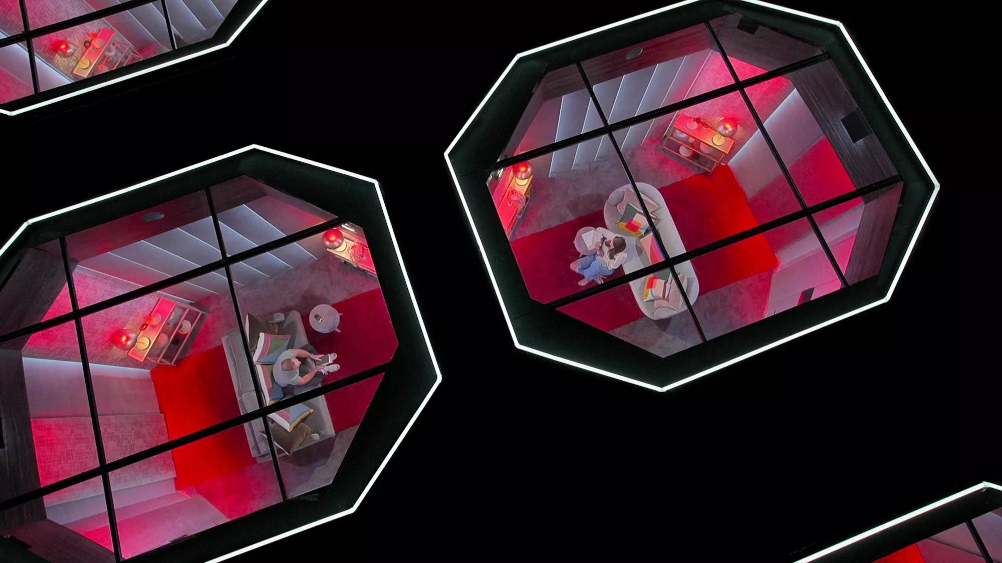 Overhead shot of the pods in Love Is Blind