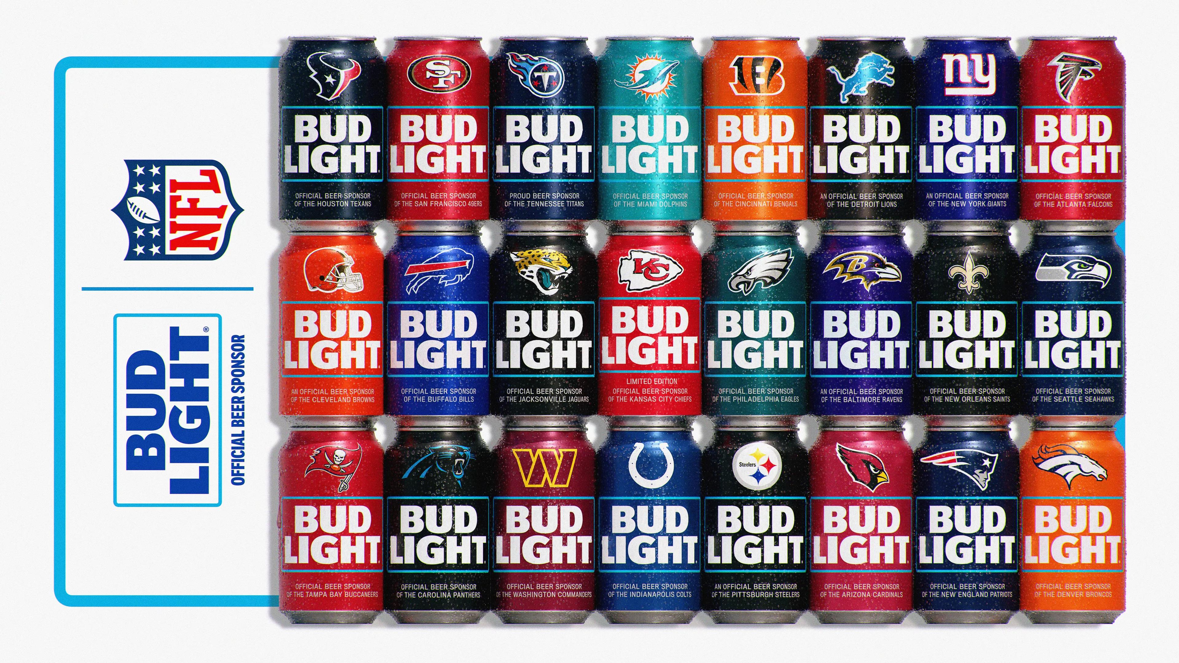 Beer cans with NFL team designs