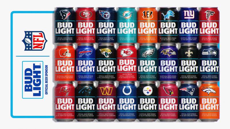 Beer cans with NFL team designs