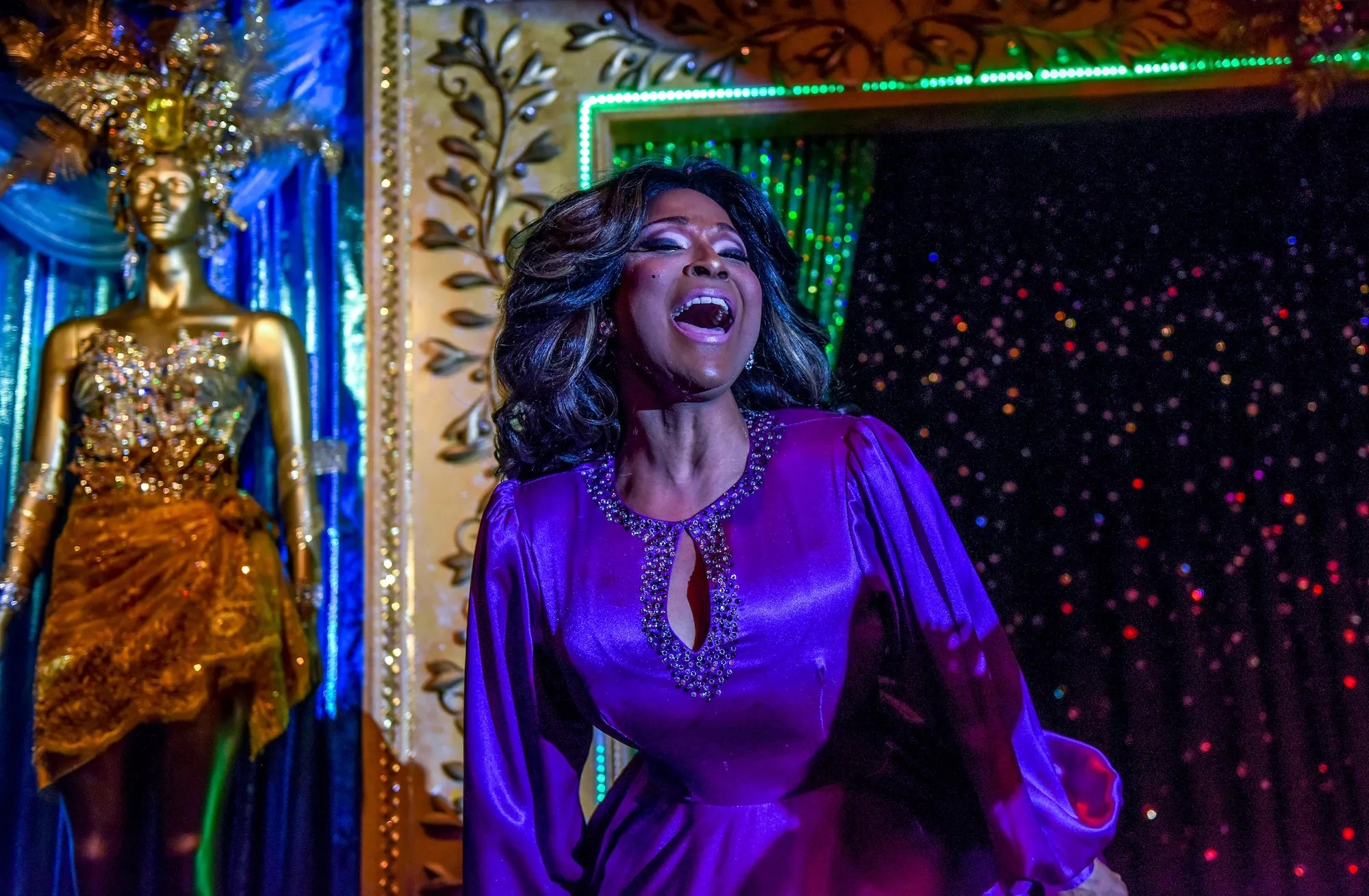 A drag queen performing at Lips Fort Lauderdale