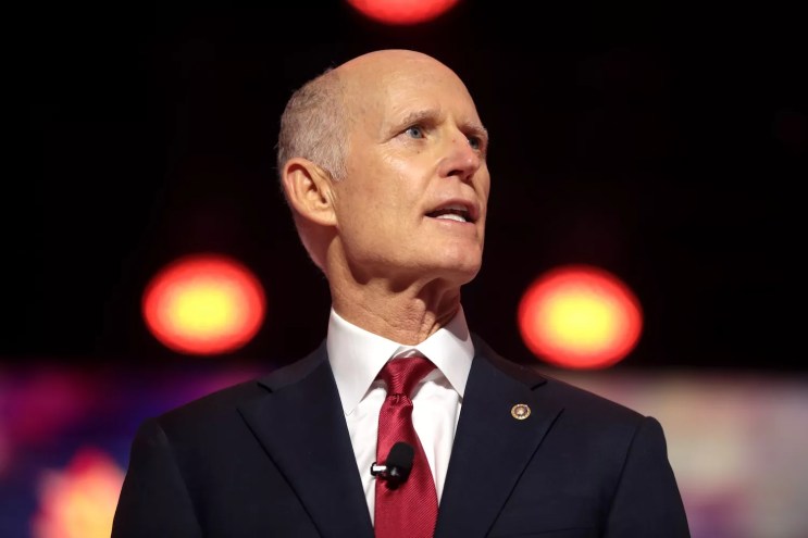 photo of Republican U.S. Sen. Rick Scott of Florida, gazing off into the distance senatorially