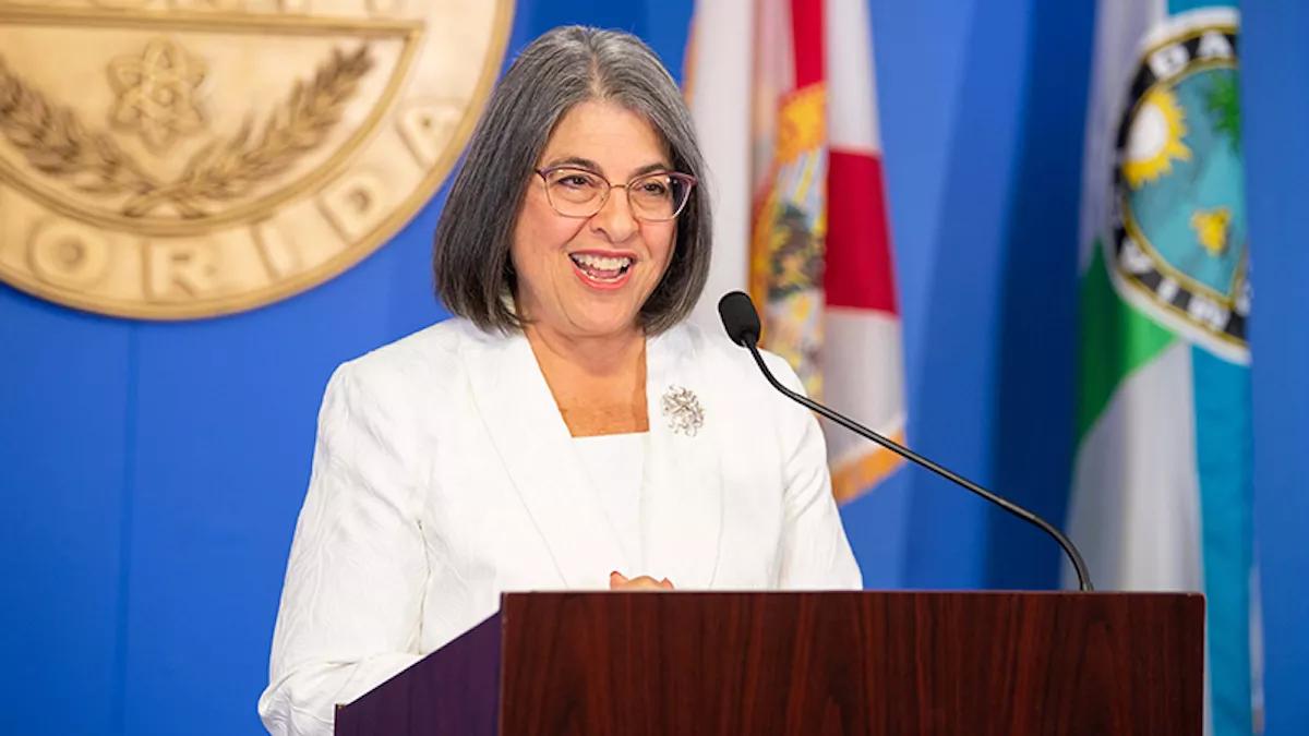 Miami-Dade County mayor Daniella Levine Cava speaks at the 2021 State of the County.