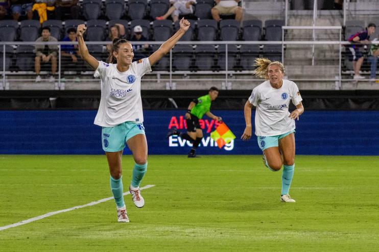Players for Fort Lauderdale United FC on the field