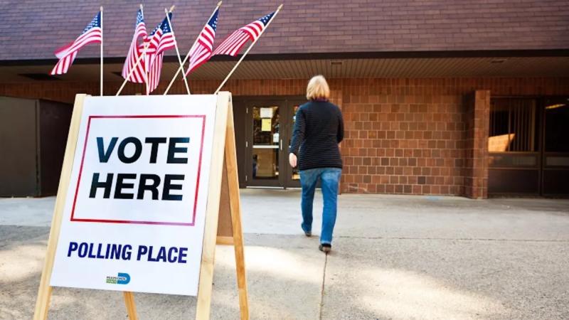 person at a voting station