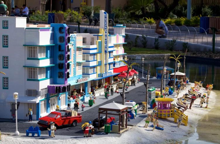 Lego replica of Miami Beach's Ocean Drive at Legoland Florida