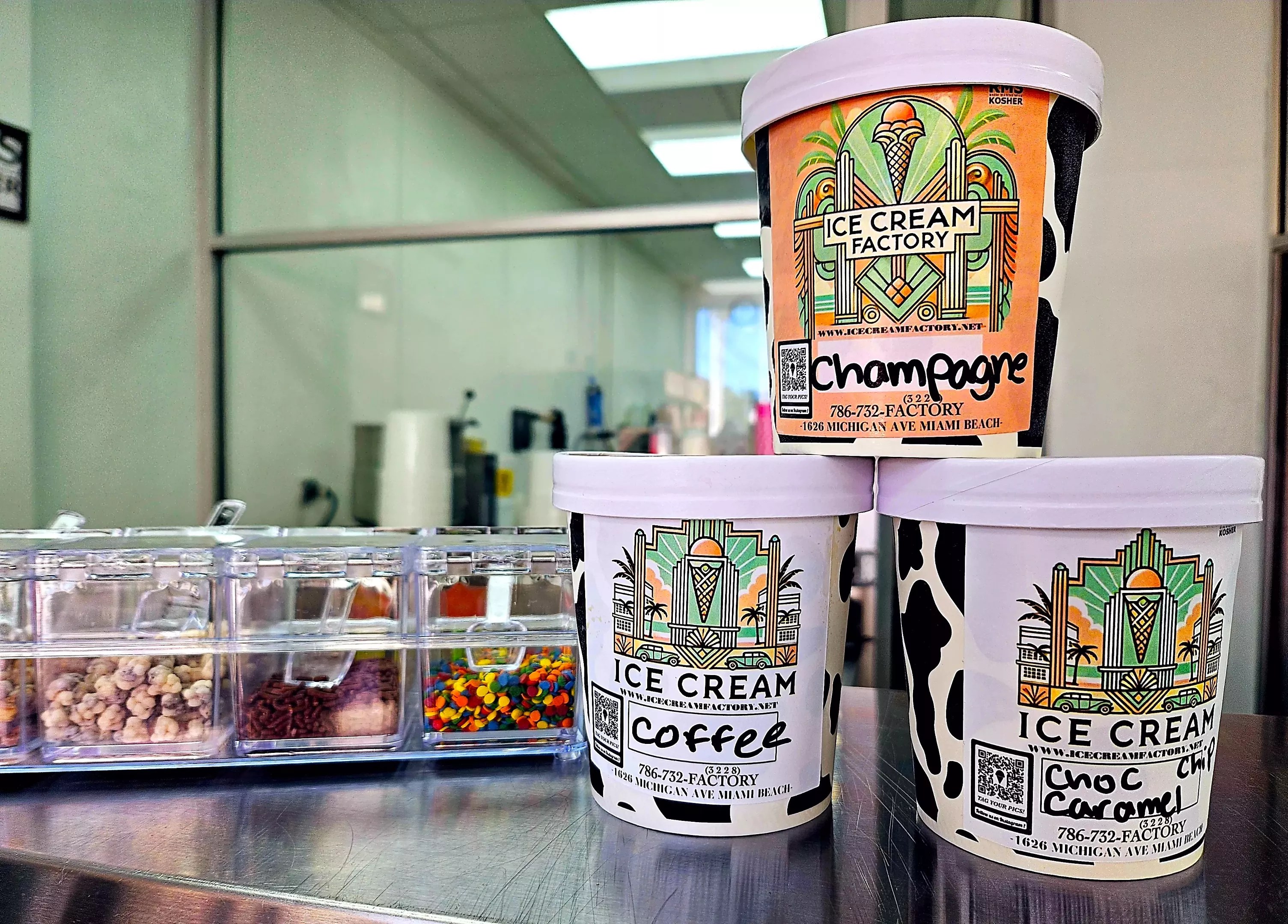 ice cream pints on table
