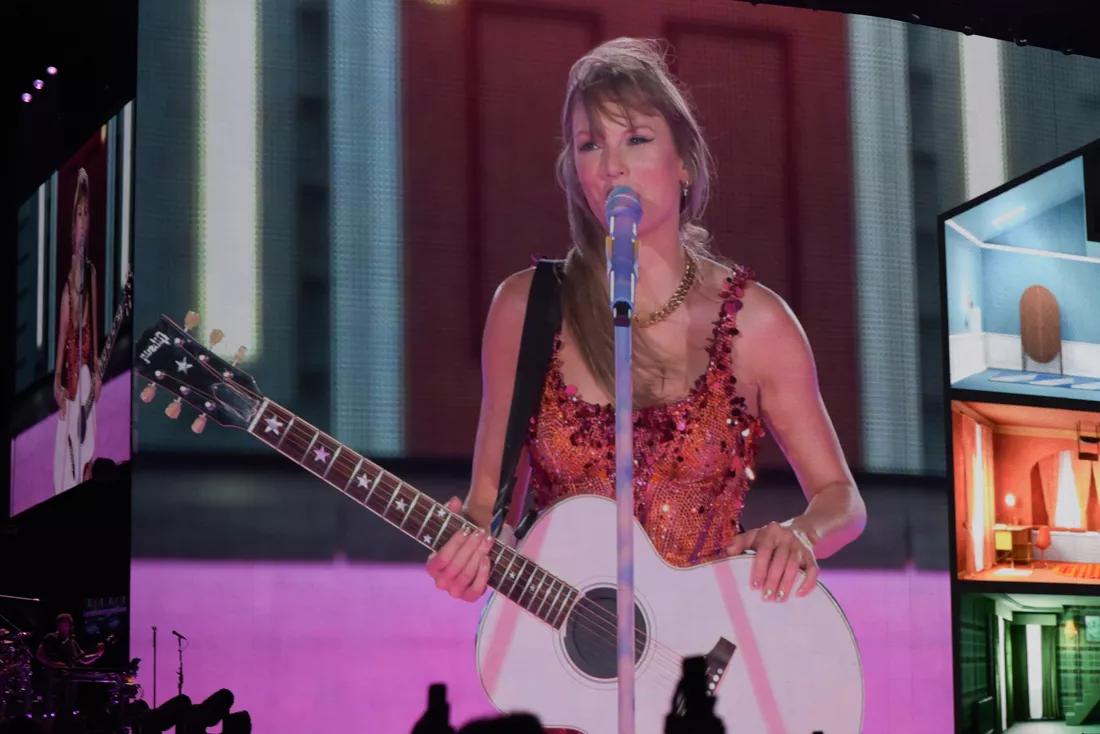 Taylor Swift performs at Hard Rock Stadium in Miami Gardens, Florida, on October 18, 2024