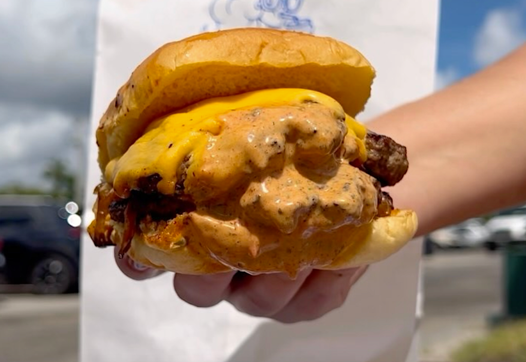 burger in hand