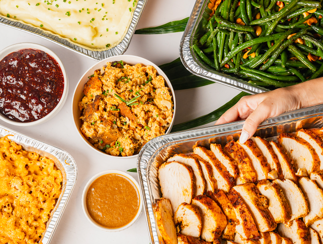 food in trays