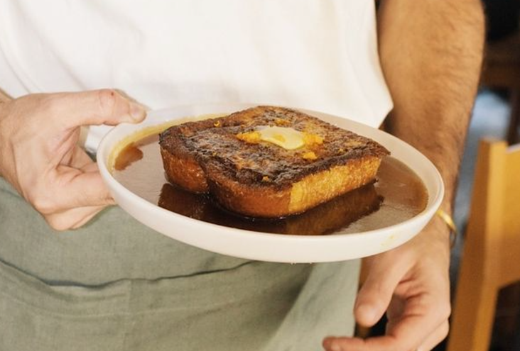french toast on white plate