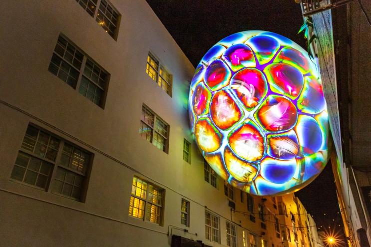 Large globe with images projected by [dNASAb]