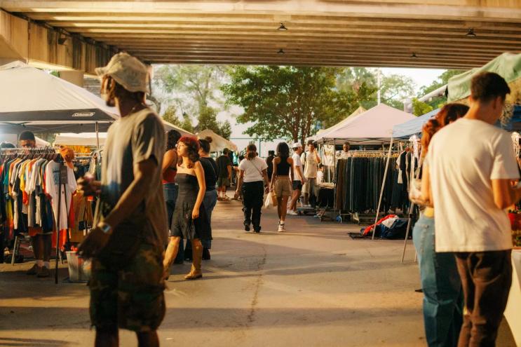 People browsing at OurMaket at Lot 11 Skatepark in Miami