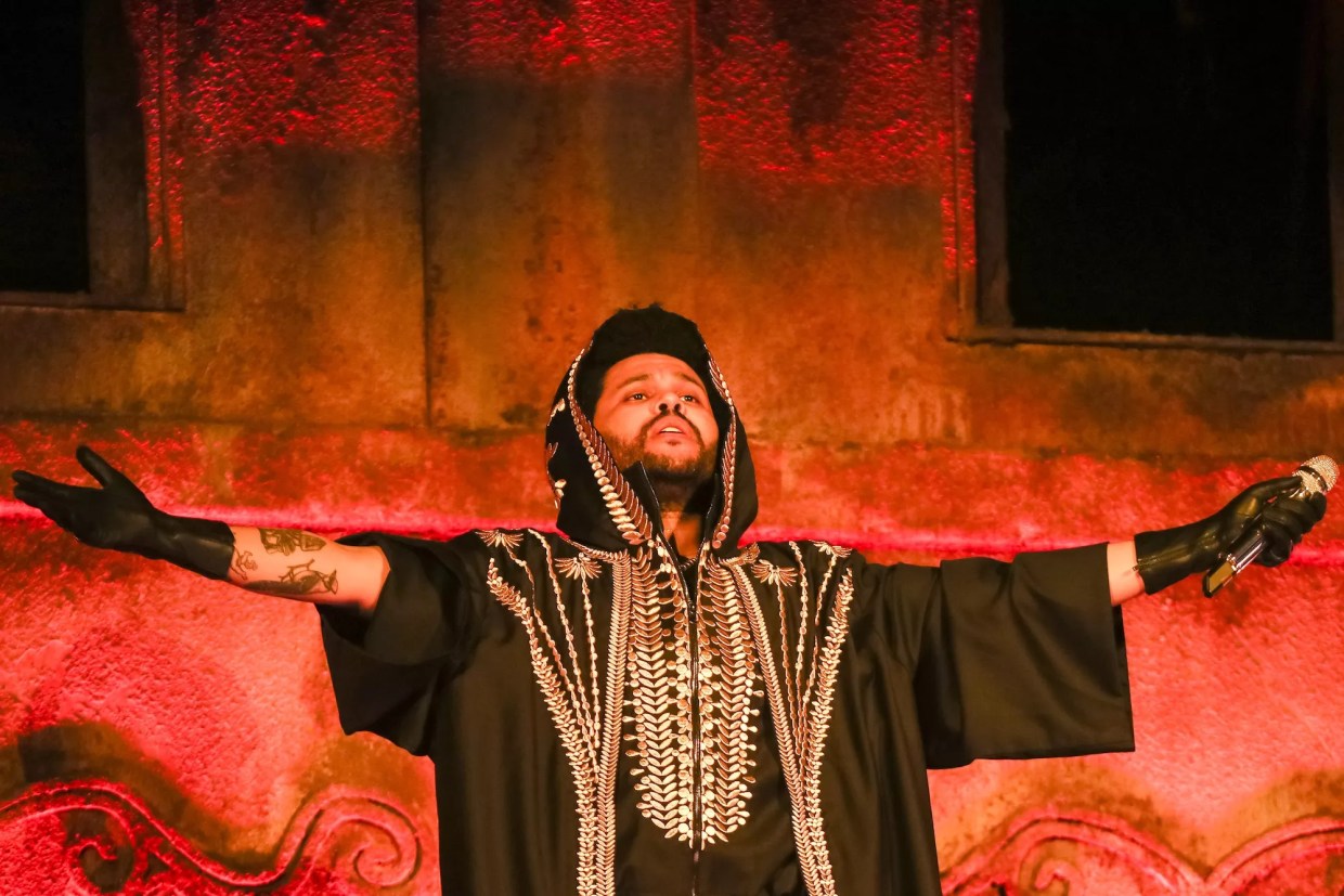 The Weeknd on stage in Sao Paolo, Brazil
