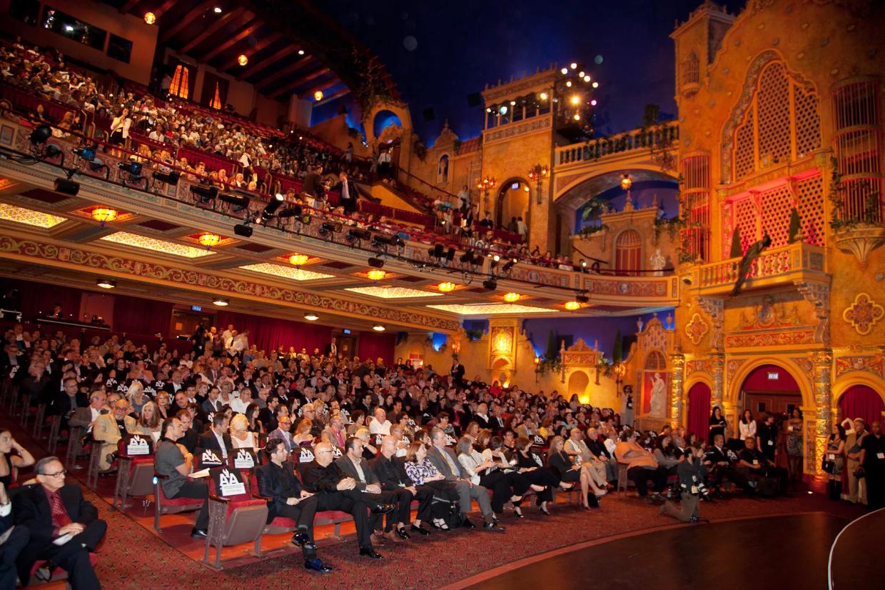 an audience at a theater