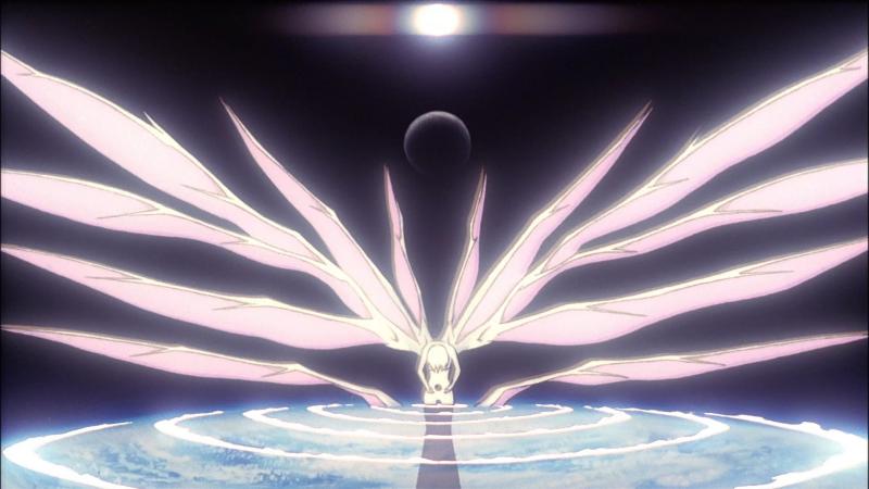 An animated still from director Hideaki Anno's The End of Evangelion
