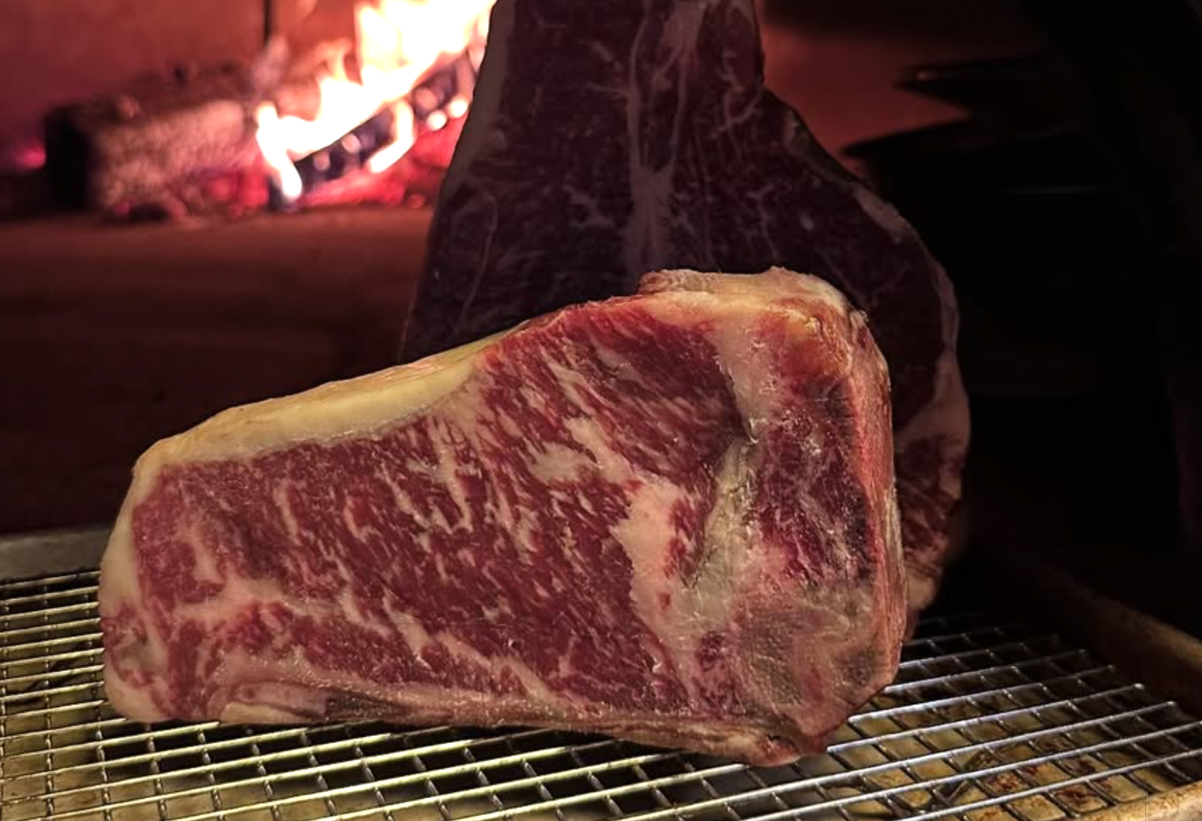 steak by open flame